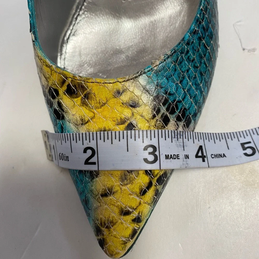 Y2K FREE LANCE Leather Multicolor Snakeskin Heels - Picture 13 of 16